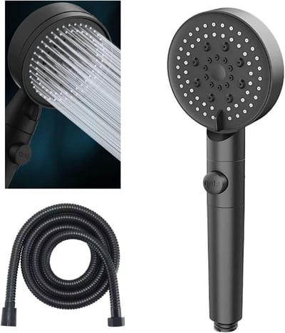MIRA®Douchekop met Slang en Wandhouder - Douchekop - Douchekop Grohe - Zwart - 175cm x 8cm x 13cm