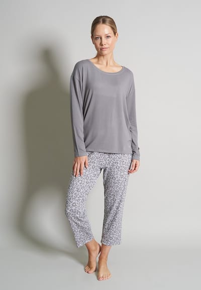 TOM TAILOR Victoria Dames pyjama - 7/8 broek - Grijs