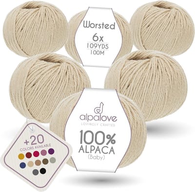 Zachte Baby Alpaca Breigaren Set Beige - 6 Bollen, Geschikt voor Truien en Accessoires