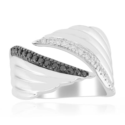 Cavill - elegante zilveren ring 925 sterling met 0,22 ct I1(G) Afrikaans briljant geslepen witte en zwarte diamanten in prong zetting