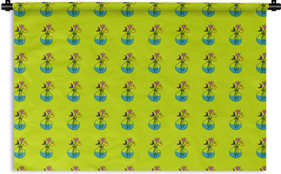 Wandkleed - Wanddoek - Bloemen - Vazen - Patronen - 180x120 cm - Wandtapijt