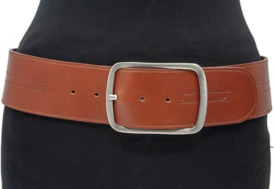 Brede heupriem cognac - Dames riem - 6 cm breed - Leer - Brede riem - Casual - Maat 90