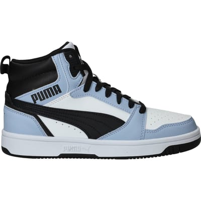 PUMA Puma Rebound V6 Mid Jr Unisex Sneakers - PUMA White-Snow Mountain Blue-PUMA Black