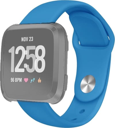 By Qubix - Compatible Fitbit bandje - geschikt voor Fitbit Versa 1 / 2 & Lite siliconen bandje - Maat: Large - Blauw Smartwatchbandje bandje Armband Polsband Strap Band Watchband