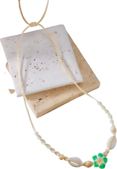 Bohemen Schelp Choker Ketting voor Vrouwen – Groen – Zomer Mode Handgeweven Touw Halsketting met Zoete Bloem Hanger – Boho Strand Sieraden Accessoire voor Dagelijks Gebruik en Vakantie