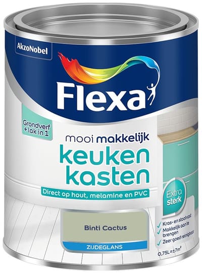 Flexa - Mooi Makkelijk Keukenkasten Zijdeglans - Binti Cactus - Mengverf - 750 Ml
