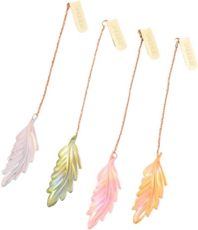 Luminous Leaf Shaped Metalen Boekenlegger - Pagina Houder en Leestool voor Boekenliefhebbers, Set van 4, Perfect voor Schrijvers en Lezers