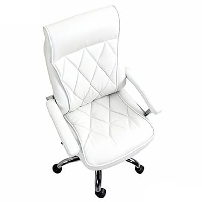 Bureau stoel, stoel, werkstoel, armstoel, verstelbare hoogte, geschikt voor kantoor en studio, 66 x 69 x 121 cm, wit, metaal.