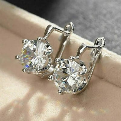 Luxe Sterling Ronde Zirkonia Hoop Oorbellen voor Vrouwen Mode Beknopt Design Bruiloft Oorbellen Sieraden white