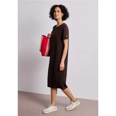 Midi-jurk met ronde hals en knopen