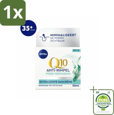1 x NIVEA - Q10 POWER Dagcrème - Anti-Rimpel Gezichtscrème - Poriën Verfijnend - Voor gemengde tot vette huid - SPF 15 - 50 ml - Anti-rimpel Crème - Dagcrème - NIVEA Q10 - Poriën Verfijnende Crème - Vette Huid