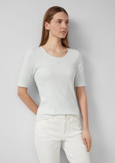 Gestreept T-shirt van zachte gemengde katoenjersey met artwork voor vrouwen s.Oliver