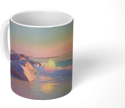 Mok - Koffiemok - Zomerlicht - Strand - Fonkelende accenten - Mokken - 350 ML - Beker - Koffiemokken - Theemok