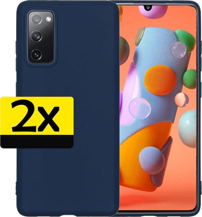 Hoesje - 2 Stuks - Geschikt voor Samsung Galaxy A41 - Sterk & Shockproof - Case Siliconen - Back Cover - Telefoon Hoes - Telefoonhoesjes - Donkerblauw