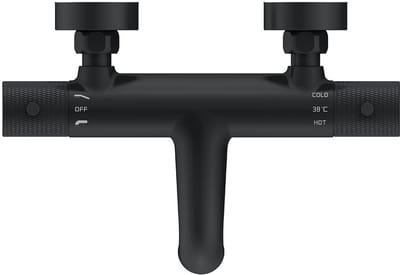 Wiesbaden Ribbd thermostatische badmengkraan hartafstand 15 cm mat zwart