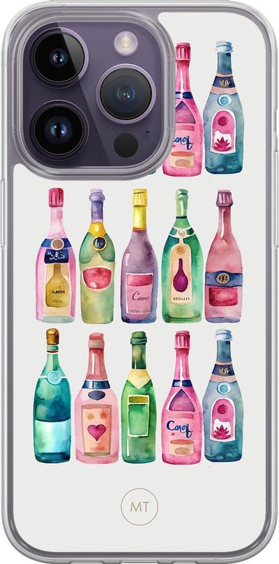 Hybride hoesje geschikt voor iPhone 14 Pro - Cheers & cheers - Extra bescherming - Luxe beschermhoes - TPU case - Transparant, Multi - Mooie Telefoonhoesjes