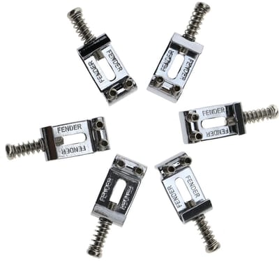 Dailygoody - Chrome Tremolo Brug Zadels - Vervangende Gitaaronderdelen - Stevige Pasvorm - 6 Stuks - Voor Fender Elektrische Gitaar - Hoogwaardig