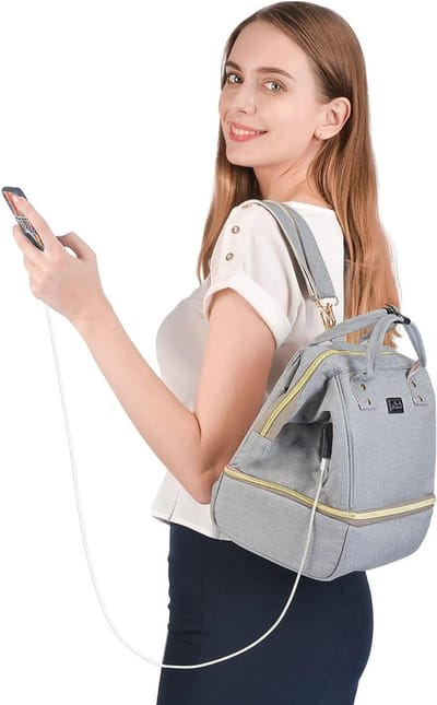 Luiertas Borstkolf Rugzak Multifunctionele Waterdichte Oxford Lunchtas-Thermische Rugzakken Isolatietas Picknicktas-Reisluiertas Koeltassen Maaltijdzak Grijs8L