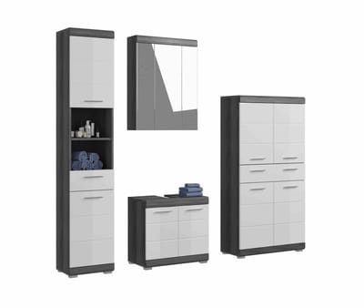 Scout badkamercombinatie wit hoogglans MDF TZ rookzilver NB - 34x186x191cm