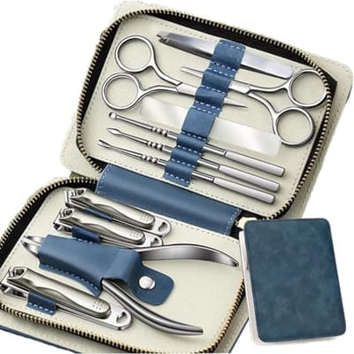 11-delige Manicureset - Roestvrij Stalen Nagelknipperset met Etui - Perfect voor Manicure en Pedicure