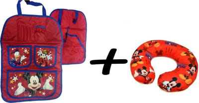 "Mickey Mouse Auto Accessoire Set –Peuter-Nekkussen + Achterbank Organizer – Comfort & Opbergruimte – Disney Thema"