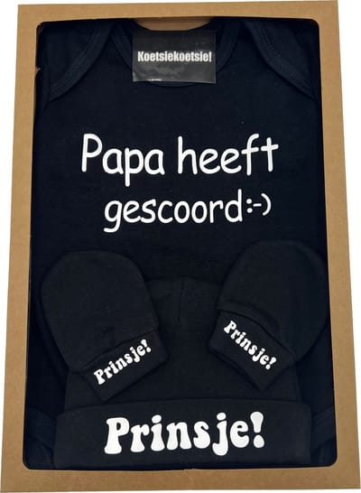 Kraamcadeau romper - baby muts - baby handschoentjes - kan ook rechtstreeks als cadeau worden verstuurd