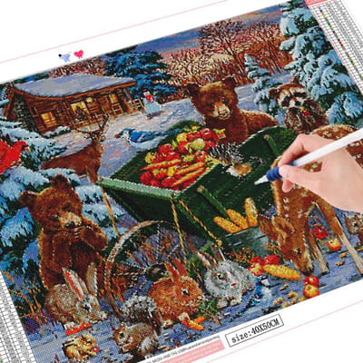 5D DIY diamant borduurwerk herten volledige vierkante boor 5D Diamond schilderij dier Craft Kit mozaïek winter decor voor thuis Full Square 20X30CM