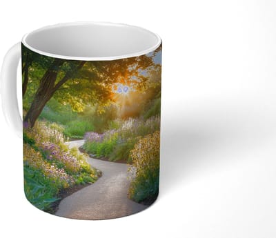 Mok - Koffiemok - Pad - Bloemen - Park - Mokken - 350 ML - Beker - Koffiemokken - Theemok