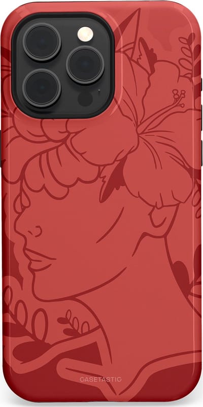 Casetastic hoesje geschikt voor Apple iPhone 15 Pro Max - MagSafe - Dubbellaagse bescherming - Bloemenfluistering - Fashion Case - Koraal Terracotta
