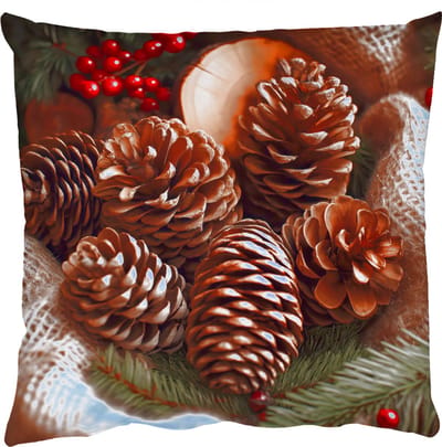 Sierkussens - Kussentjes Woonkamer - 50x50 cm - Dennenappels - Boom - Winter - Natuur - Bruin
