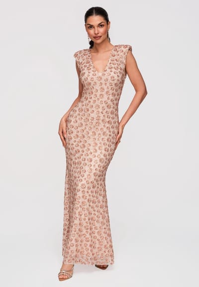 LARICA Jurk - Slim Fit - Mouwloos - Geen Sluiting Beige XS