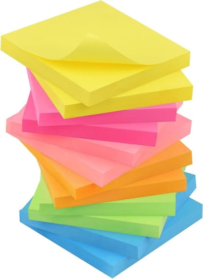 12 Blokken Zelfklevende Notities, 80 Vel per Blok, 76mm x 76mm, Neon Kleur voor Herinneringen en Aantekeningen