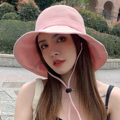 Chapeau de pêcheur pour femme, protection solaire, chapeau seau, casquette 55-60cm rose