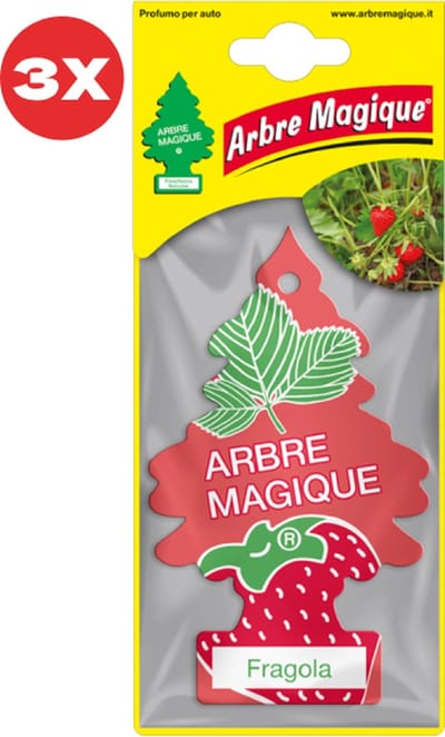 3 stuks Aardbei Abre Magique Geurboom luchtverfrisser voor in de auto Fragola – Car Parfum – Geurboompje – Geurbooster – Wonderboom – Geurverfrisser – Nieuwe Auto – Autogeur – Autoparfum – Geurblad