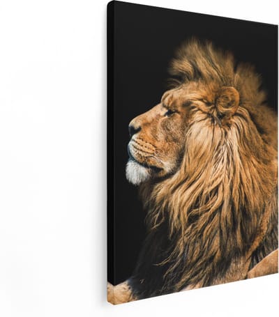 Artaza Canvas Schilderij Leeuwenkop - 30x40 cm - Klein - Muurdecoratie Dieren - Wanddecoratie Woonkamer - Kamer Accessoires