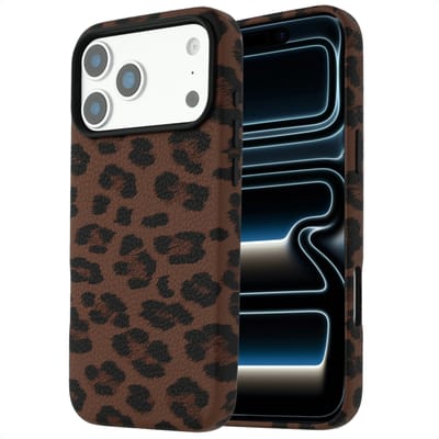 Selencia Hoesje - Geschikt voor Apple iPhone 18 Pro Max / 17 Pro Max - Sabi Backcover panterprint geschikt voor MagSafe - Mocha Brown