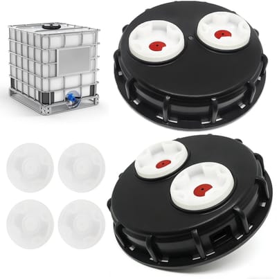Dailygoods- IBC Tankdeksel Geventileerd - 2 Stuks - 163 mm - Waterreservoir - Ventilatiegaten - Afdekkap met Reservedop - Tankdop