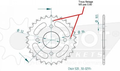 Couronne de transmission Esjot pour Quad Kymco 150 MXU 2005 à 2011 Neuf