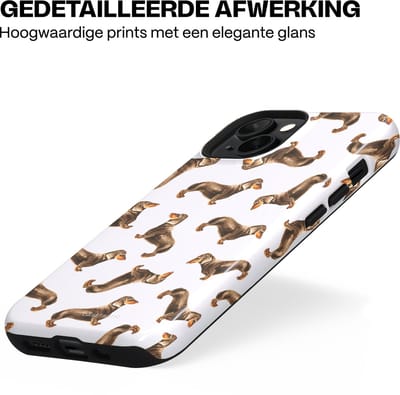 Casetastic Hoesje Geschikt voor Apple iPhone 15 Magsafe - Stijlvolle Beschermende Duo-layer Case - Teckel Twister