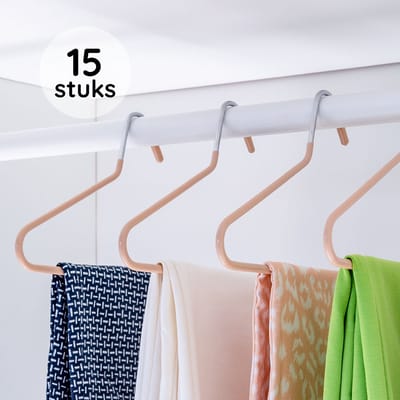 Eleganca Luxe Pantalonhangers - 15 stuks - Broekhangers - Kledinghanger - Klerenhanger - Ruimtebesparend - Stevig Kunststof - Abricot