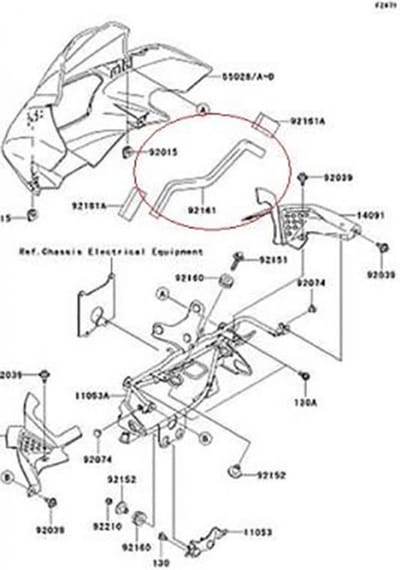 Diverse bescherming voor motorfiets Kawasaki 750 Z750 92161-0121 nieuw