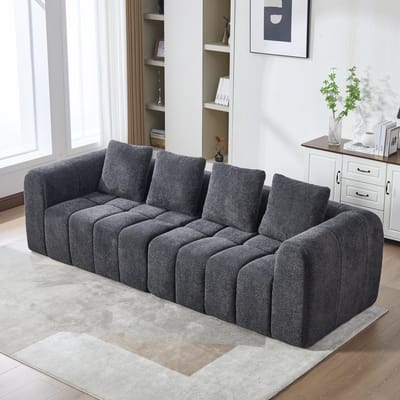 MODFU Modulaire Hoekbank - 2-Delig - Diepe Zitting - Modern - Voor Woonkamer - Stof - Donkergrijs - 260 cm