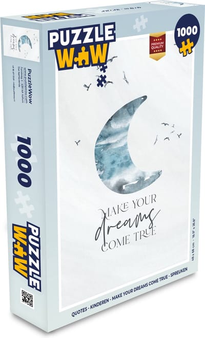 Puzzel Kinderen - Make your dreams come true - Spreuken - Jongens - Blauw - Waterverf - Legpuzzel - Puzzel 1000 stukjes volwassenen