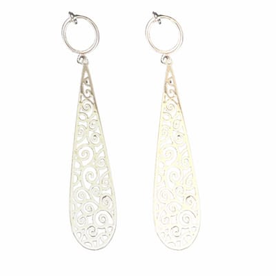 Klem oorbellen- Filigraan- druppel-zilverkleur- geen gaatje-Charme Bijoux