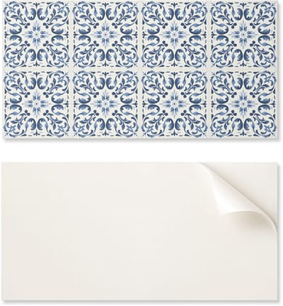 Vinylpaneel met decoratie voor keuken of badkamer, 100x50 cm, bloemenpatroon in tegels.