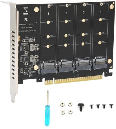 Zeynomax - Quad M.2 SSD naar PCI-E 4.0 X16 adapter - Hoge snelheid - Ondersteunt 4 harde schijven - Geschikt voor gamers - Ideaal voor data-int...