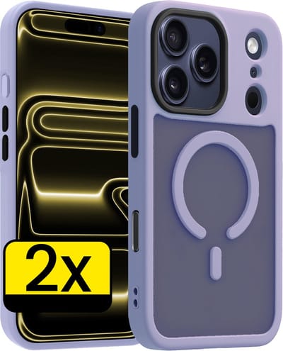 Hoesje - 2 Stuks - Geschikt voor Apple iPhone 17 Pro - Magsafe Compatible - Sterk & Shockproof - Back Cover - Shock Proof Case - Telefoon Hoes - Telefoonhoesjes - Lila
