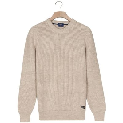 Baileys Trui Crew Neck Extra Long Sleeve Half Cardigan Stitch Marshmallow / male