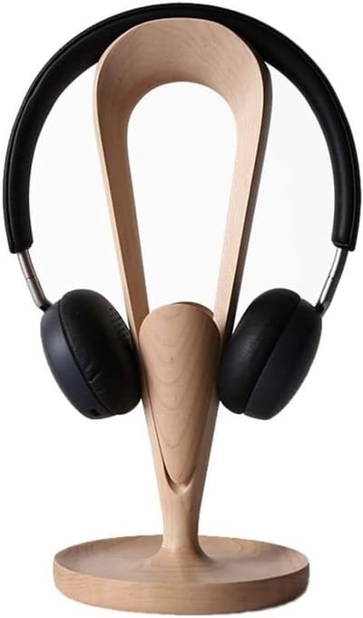 Hoofdtelefoon standaard - Headset houder bureau - Stijlvol opbergen - Massief houten design - 32x17x17 cm - Esdoorn