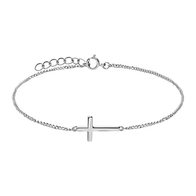 Lucardi Dames Zilveren armband kruis - Armband - 925 Zilver - Zilverkleurig - 19 cm